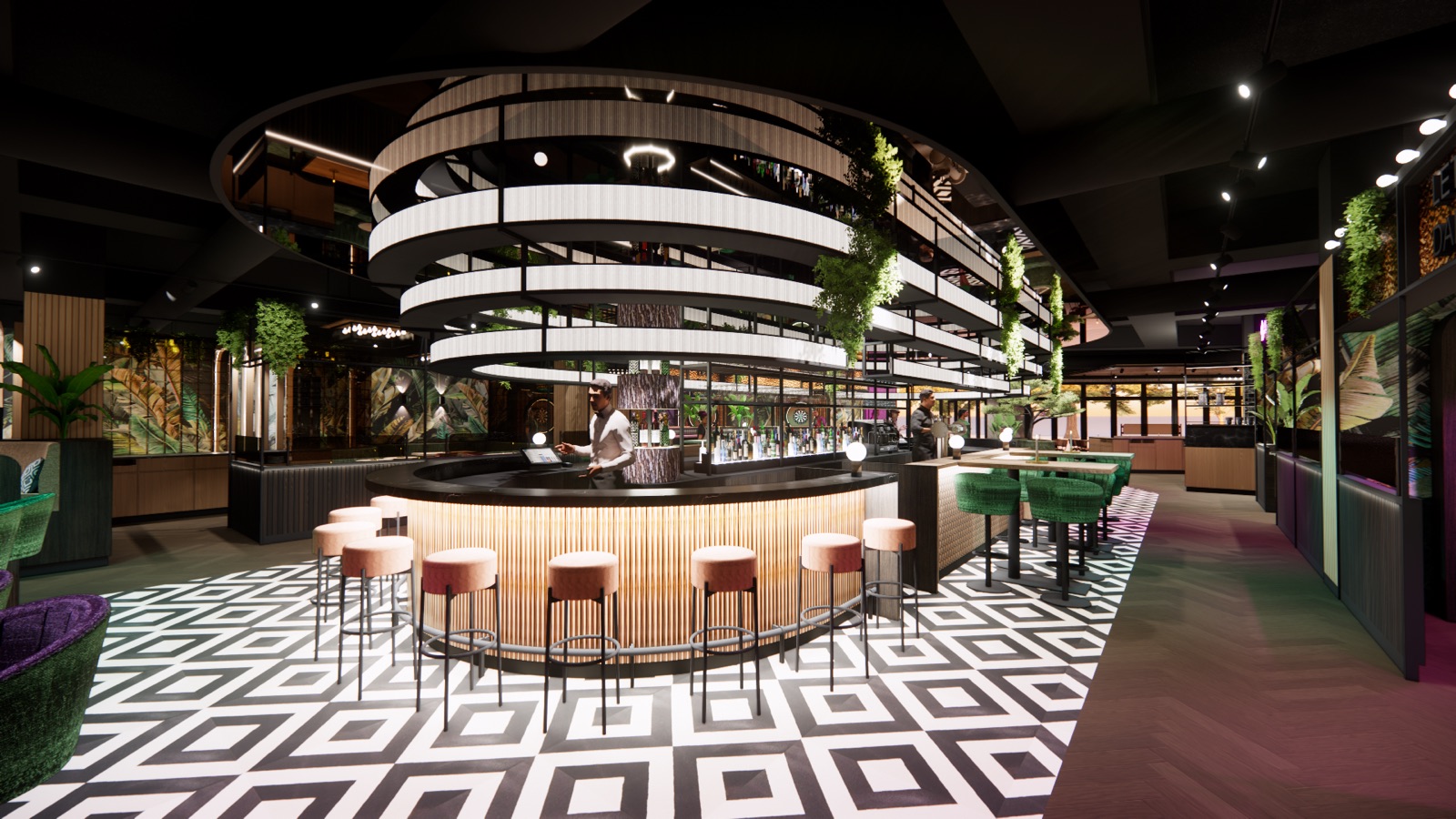 Bar und Loungebereich bei Bowling 2000