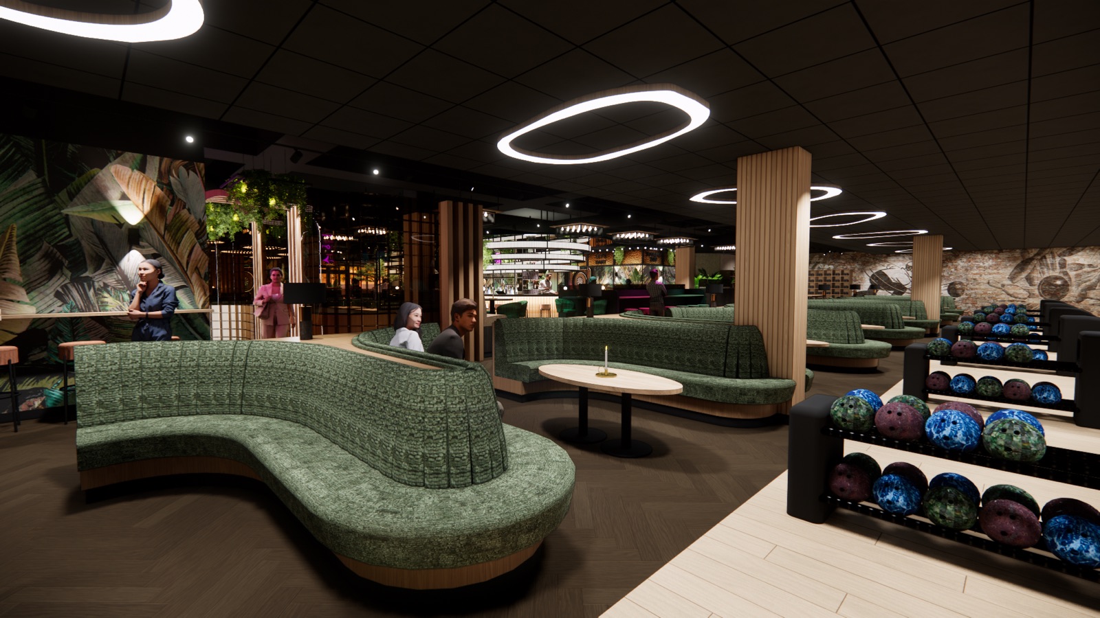 Großzügige Lounge für Schulklassen bei Bowling 2000