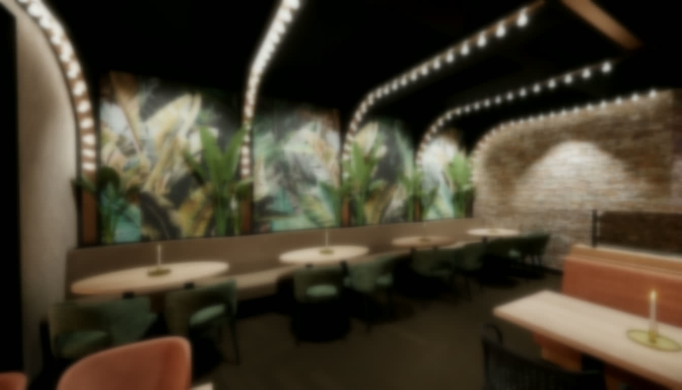 Diner-Tische mit warmem Licht bei Bowling 2000